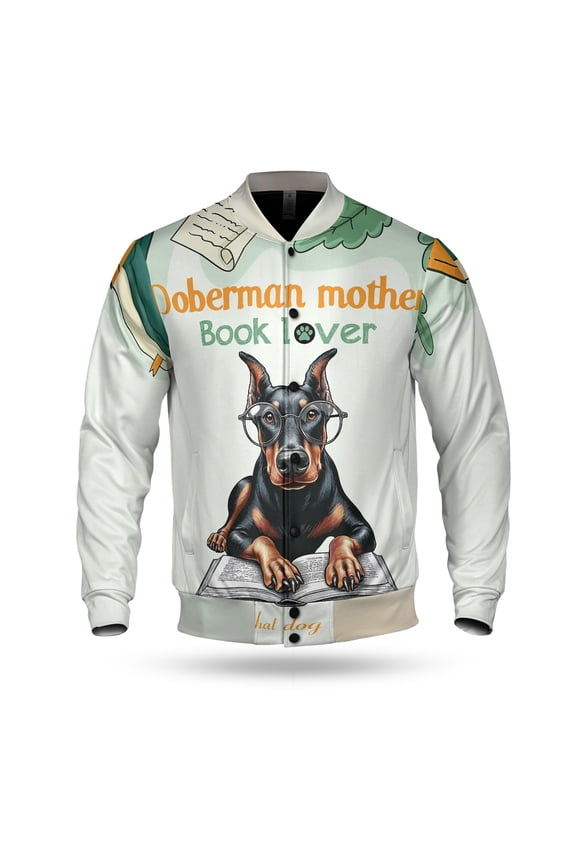 Doberman Pinscher Mother Book Lover Living That Dog Mom Life Happy Mother's Day All Over Print 3D Baseball Jacket Doberman Dog Lover Gifts Bomber Jacket Softball - 03004
