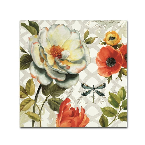 Floral Story II on Grey' Canvas Art by Lisa Audit