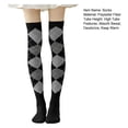 thumbnail image 6 of Women Over-the-knee Socks 1 Pair Winter Socks Rhombus Printing Over-the-knee Socks Warm Extra Loose Ankles Contrasting Color Stockings for Wear, 6 of 6