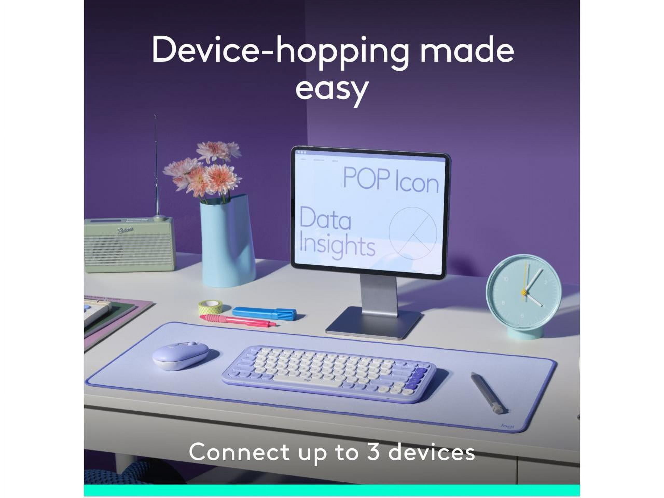 Logitech POP ICON Combo, Bluetooth Keyboard and Mouse Combo, Comfortable Typing, programmable Keys and Buttons, Off-White