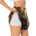 thumbnail image 3 of Lsque Lakeside Flower Field Cat Printed Women's Running Shorts with Liner Pockets,Elastic Quick Dry Workout Athletic Gym Yoga Shorts,Womens High Waist Shorts-Medium, 3 of 9