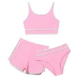 thumbnail image 1 of MIASHUI Girls 3 Piece Swimsuit Bathing Suit Solid Color Tankini Swimwear Set,Pink,9-10 Years, 1 of 6
