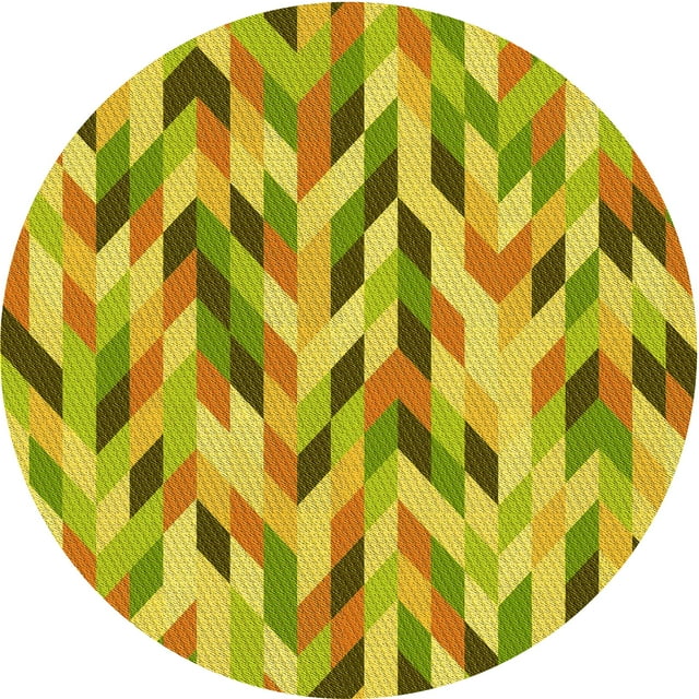 Ahgly Company Machine Washable Indoor Round Transitional Dark Bisque Brown Area Rugs, 3' Round