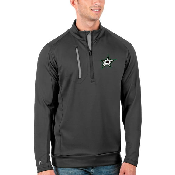 Men's Antigua Charcoal/Silver Dallas Stars Generation Quarter-Zip Pullover Jacket