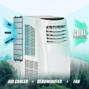 Costway 8000 BTU ASHRAE Portable Air Conditioner & Dehumidifier Function Remote w/ Window Kit White