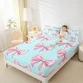 thumbnail image 4 of Manfei Dreamy Bowknot Bed Sheets Set Full Size, Cyan Pink Bedding Full Size, Princess Ribbon Full Sheet Sets, Super Cozy Room Decoration, 4 Pieces, 4 of 7