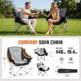 thumbnail image 6 of KingCamp Oversized Fully Padded Camping Chair for Adults, Support 330lbs Outdoor Folding Camping Sofa Chair with Pocket, Heavy Duty Folding Round Camping Chair, Black Light Grey, 6 of 11