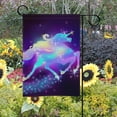 thumbnail image 2 of SKYSONIC Garden Flag Butterfly and Galloping Iridescent Unicorn Double-Sided Printed Garden House Sports Flag - 28x40in -Decorative Flags for Courtyard Garden Flowerpot, 2 of 2