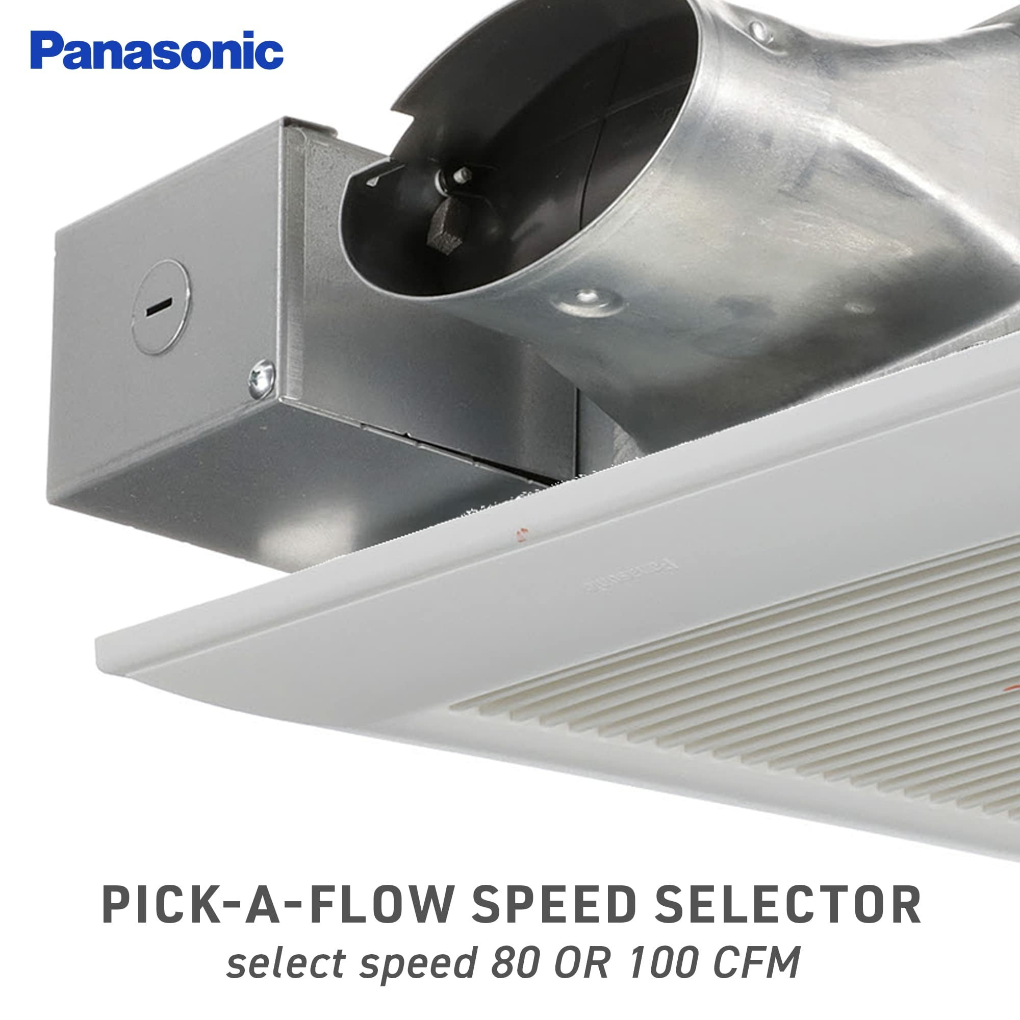 Panasonic WhisperValue Ceiling/Wall Mount Dual Speed Bathroom Exhaust Fan, 30 to 100 CFM, FV-0810VSS1