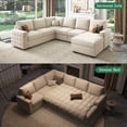 thumbnail image 5 of HONBAY Velvet Sectional Sleeper Sofa Bed with Pull-Out Couch Bed with Storage for Living Room, Beige, 5 of 13