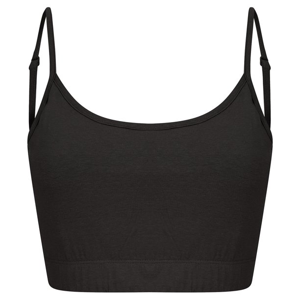 Skinni Fit - Top Crop Fashion de Sostenible para Mujer (Negro)