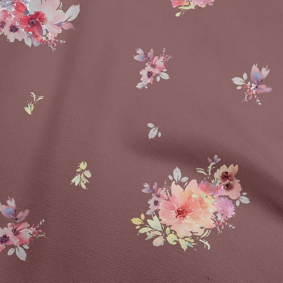 oneOone Polyester Lycra Dark Rose Brown Fabric Florals Sewing Fabric By The Yard Printed Diy Clothing Sewing Supplies 56 Inch Wide