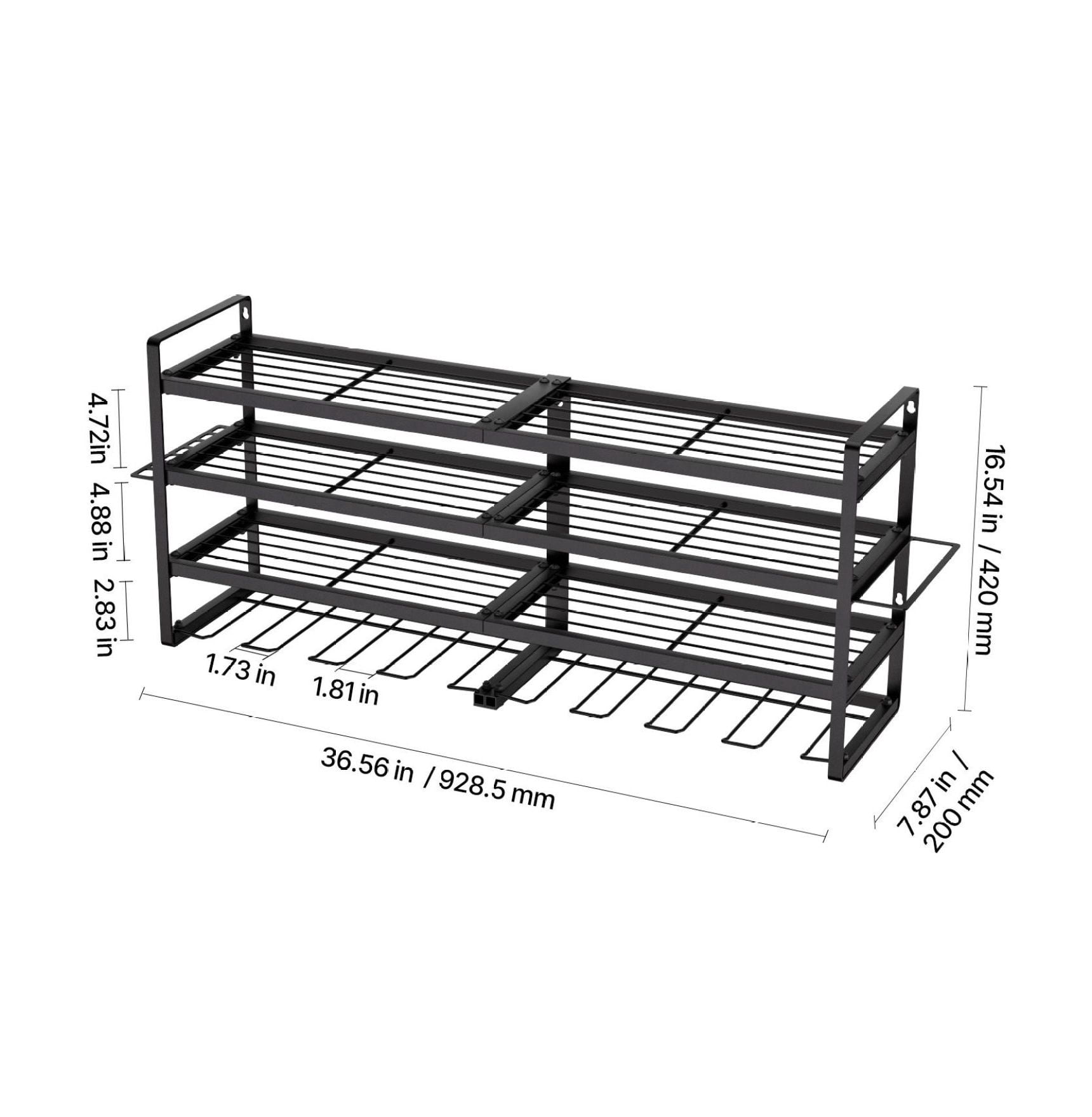 Power Tool Organizer Wall Mount, 4-Tier Garage Tool Storage Rack with 8 Drill Holders, Screwdriver Holder, Workshop Tool Organizer for Workbench