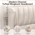 thumbnail image 3 of Aphthongs Queen Upholstered Bed Frame with 54'' Wingback Headboard, Velvet Tufted Storage Bed Frame with 4 Drawers, Sturdy Wooden Slats Support, No Box Spring Needed, Beige, 3 of 10