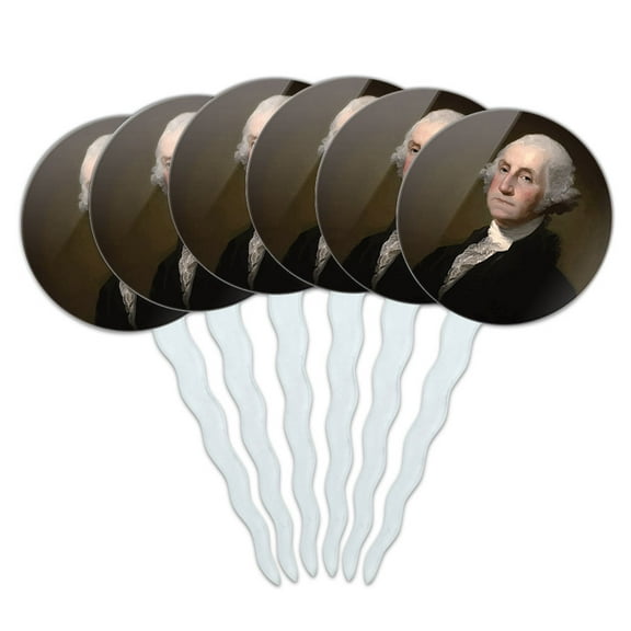 George Washington Portrait Cupcake Picks Toppers - Set of 6