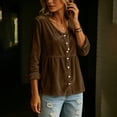 thumbnail image 4 of Women's fall tops Baeitkot V Neck Button Front Velvet Blouse Relaxed Babydoll Tunic Long Sleeve for Cozy Daily Commute Coffee M, 4 of 8