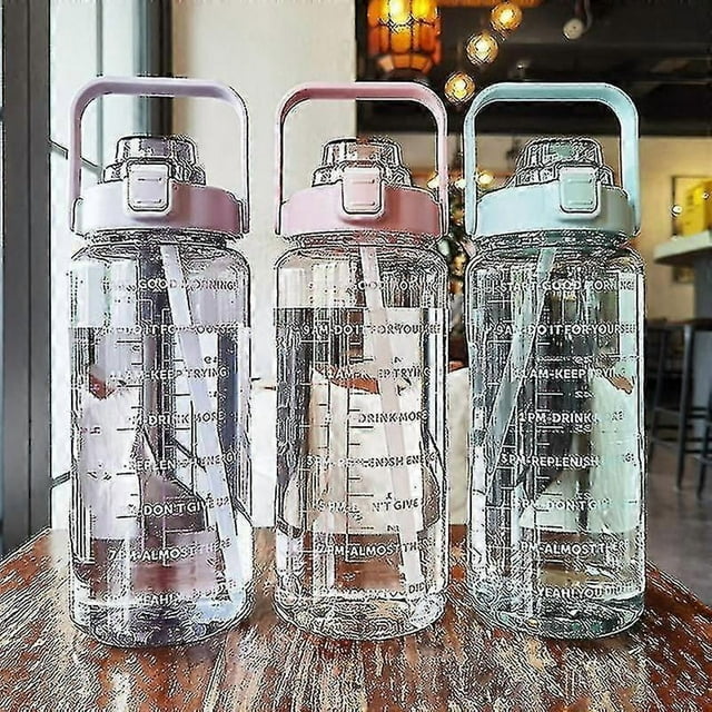 2L Portable Large Capacity Water Bottles Fitness Water Jug With Time Marker