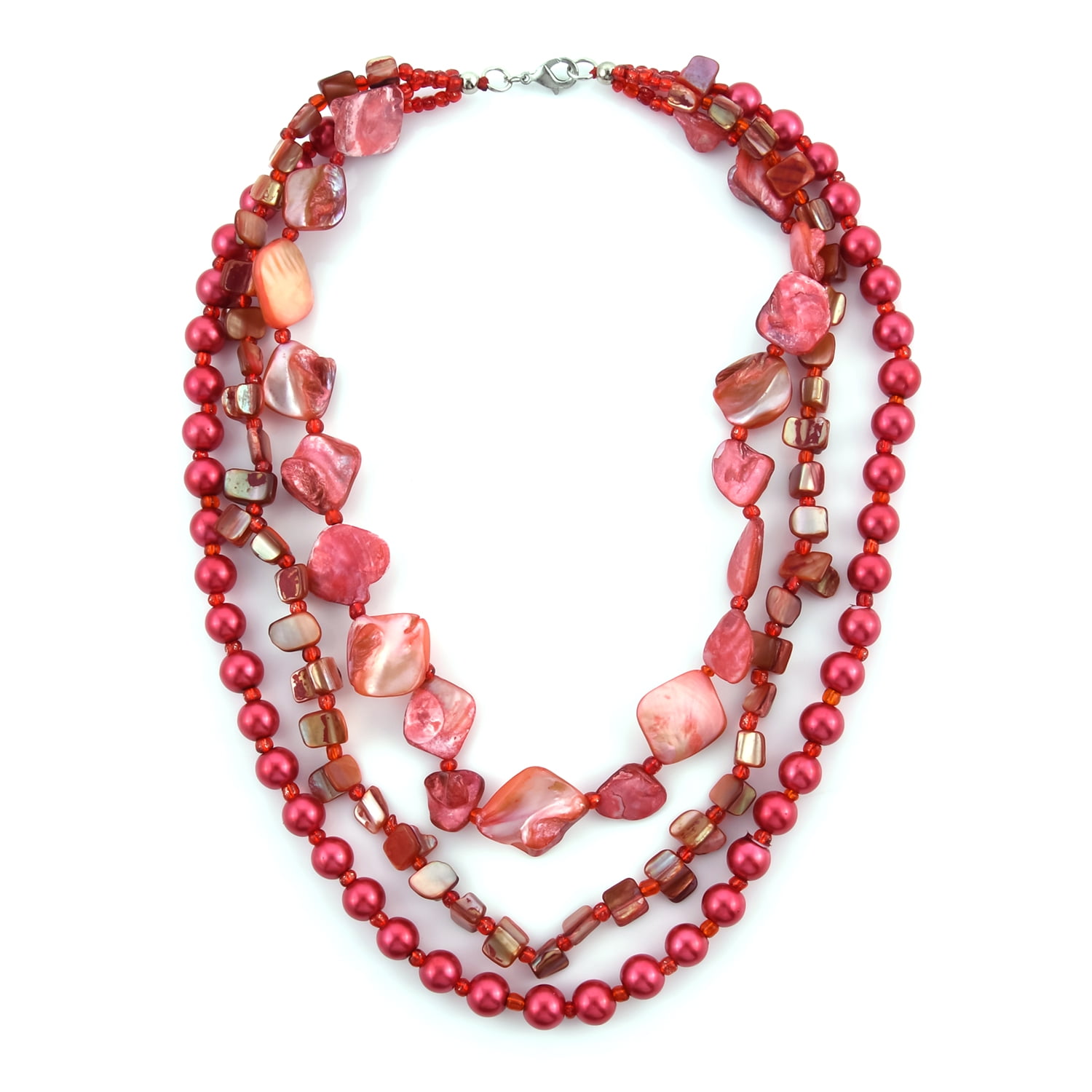 10mm Coral Red South Sea Shell Pearl Round Gemstone Necklace 18"AAA