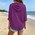 thumbnail image 3 of ZGRBOU Hoodies for Women V Neck Button Hooded Sweatshirts Roll Up Loose Cute Tops Cozy Lightweight Long Sleeve Tunic Shirts, 3 of 7