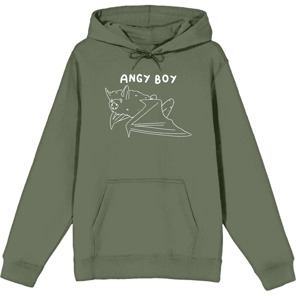 Halloween Angry Boy Olive Adult Long Sleeve Hoodie-Medium