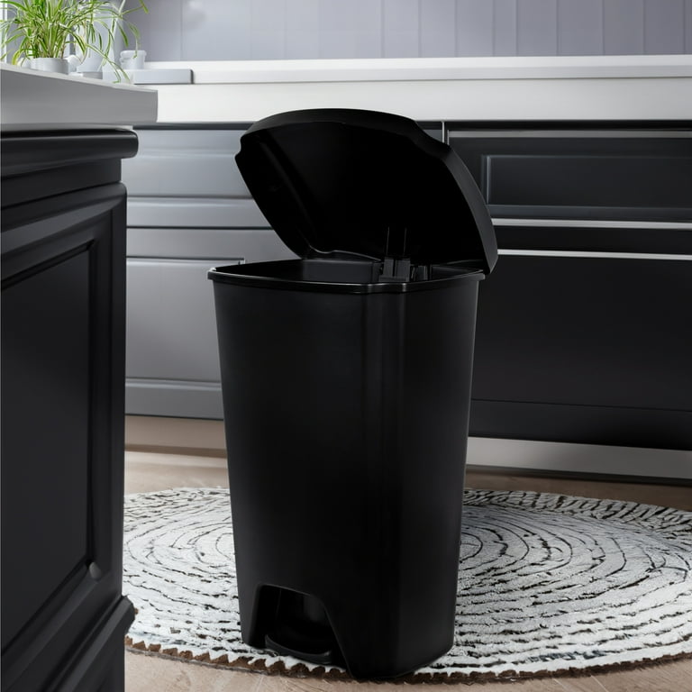 Hefty Step-On Gunmetal 13-Gallon Waste Can with Soft Close Lid