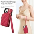 thumbnail image 4 of Compatible with iPhone 15 6.1 inch Wallet Phone Case Tempered Glass Screen Protector Wrist Crossbody Strap Stand Credit Card Holder RFID Slot Cell Cover for i Phone15 i15 15Case Women Girls Red, 4 of 9