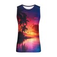thumbnail image 4 of Penkiiy Sunset Print Beach Tank Tops Men Summer Casual Sleeveless T-Shirt Round Neck Sports Tee Racerback Workout Tanks S Purple, 4 of 5