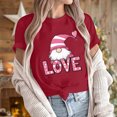 thumbnail image 5 of mihongmao Womens Plus Valentine Tops Women Casual Round Neck Short-sleeved Christmas Tree Printed T-shirt Wine M, 5 of 6