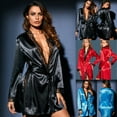 thumbnail image 2 of Women's Sexy Lace Kimono Bathrobe - Silk Babydoll Lingerie Nightwear, Black, M, 2 of 5