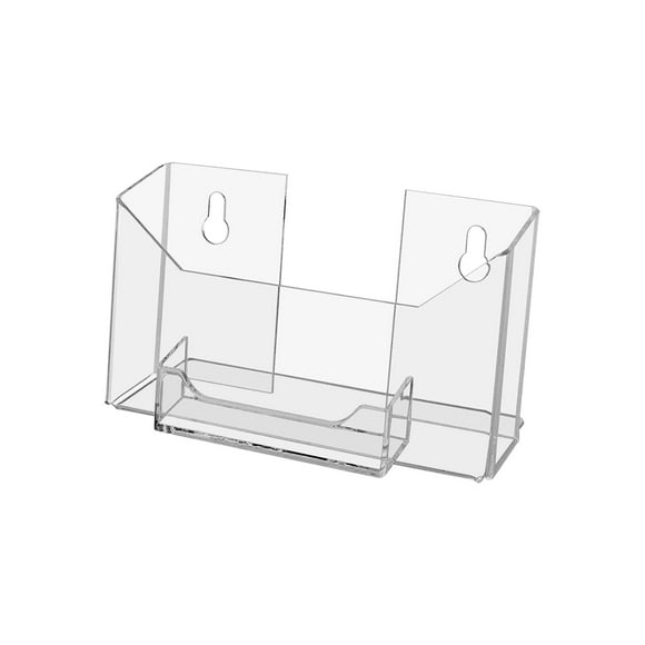 Marketing Holders 12 Pack Brochure Holder for 6 Inch Wide Postcards and 3.5" x 2" Business Cards Clear Acrylic Counter or Wall Mount Promotional Literature Organizer with Hanging Hardware