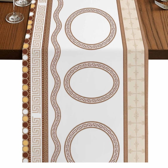 Table Runners 60 Inches Long Dress Scarves, Bohemian Geometric Farmhouse Kitchen Table Runner, Small Coffee Tablerunners, Vintage Key Designs Cycle Striped 13x60 Inch