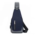 thumbnail image 1 of Bolso de pecho para hombre, bolso de hombro impermeable para tiempo libre, bolso de pecho con puerto de carga USB, mochila de viaje para senderismo, azul, 1 of 5