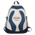 thumbnail image 1 of 1pc Preppy Contrast Color Backpack, Large Capacity Schoolbag For Middle School High School Students, Simple Causal Backpack For Men And Women, 1 of 4