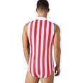 thumbnail image 2 of Jhaoyu Combinaisons pour Hommes une Pièce Sans Manches Shorts Combinaison Boutons avant Ajustée Justaucorps Rouge&Blanc TG, 2 of 7