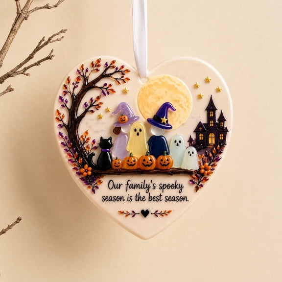 YuanGuangQ Heart Shaped Halloween Ornament, Spooky Ghost Witch Tree Hanging Decoration, Home Door Wall Decor for Halloween Party Front Door Porch Mantel Shelf Entryway Living Room