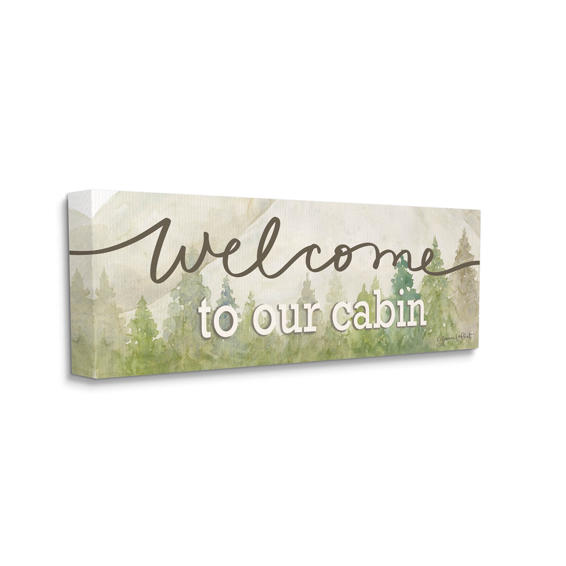 Welcome To Our Cabin Tree Sign Typography Graphic Art Gallery Wrapped Canvas Print Wall Art