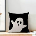 thumbnail image 3 of Halloween Pillow Covers 20x20 Inch Set of 2, Black and White Ghost Throw Pillows Farmhouse Linen Halloween Decorative Pillow Case for Couch Sofa Bedroom Indoor Outdoor Decor, 3 of 6