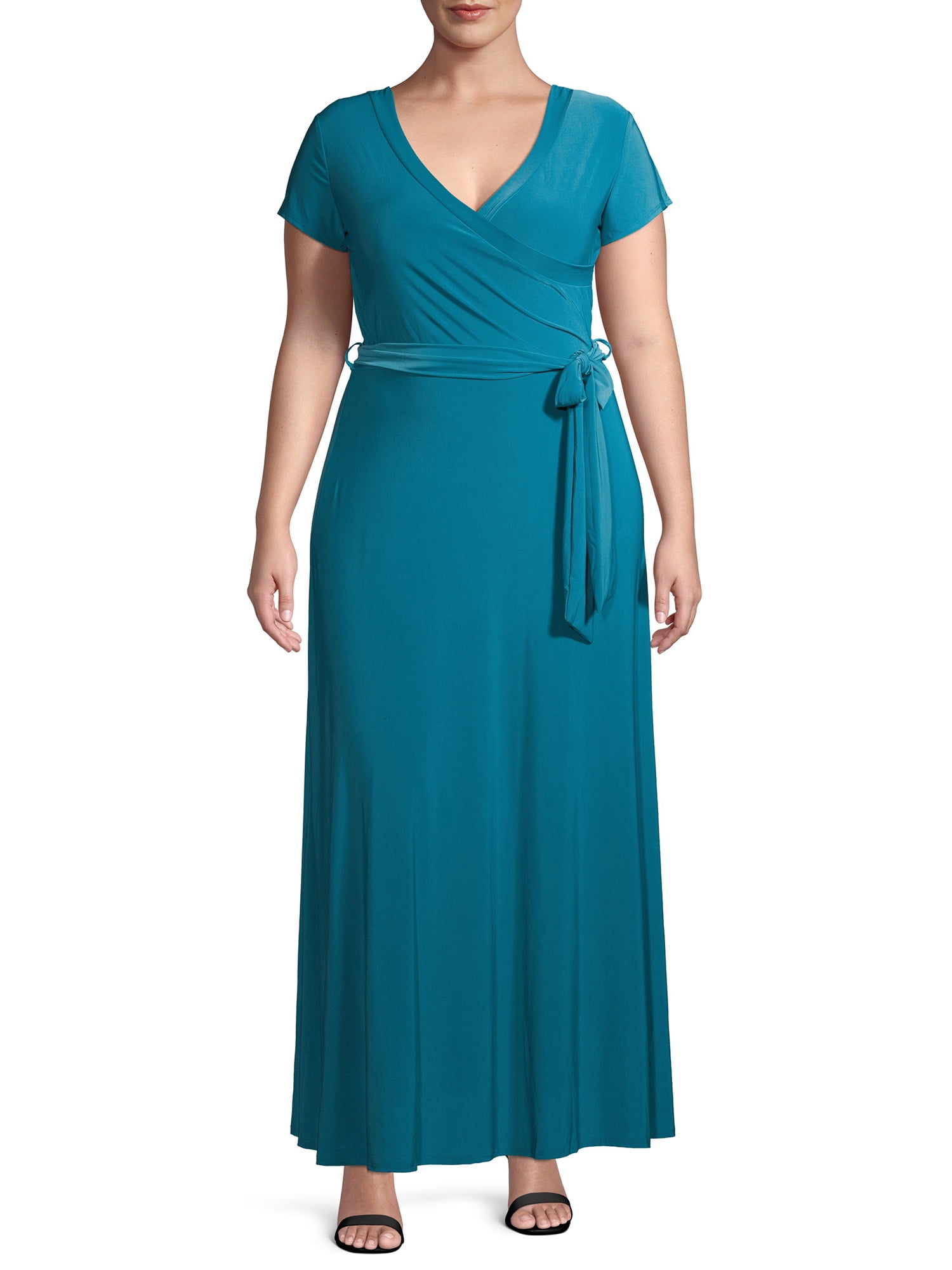 Short Sleeve Maxi Wrap Dress - Walmart 