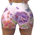 thumbnail image 2 of Daiia Flowers And Colorful Butterflies Pattern Women's Workout Shorts Biker Shorts - High Waisted Workout Spandex Tummy Control Gym Running Yoga Shorts-XX-Large, 2 of 8