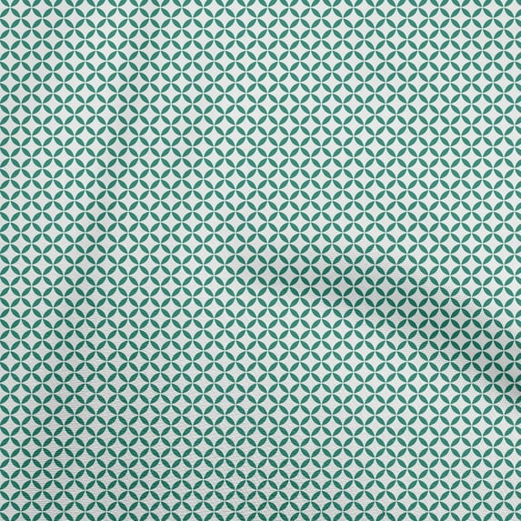 oneOone Cotton Poplin Teal Green Fabric Geometric Diy Clothing Quilting Fabric Print Fabric By Yard 56 Inch Wide