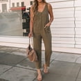 thumbnail image 2 of Wycnly Womens Jumpsuits Button Down Pocket Long Jumpsuits Overalls Casual Solid V-Neck Sleeveless Maxi Summer Rompers Green xxxl, 2 of 7
