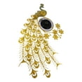 thumbnail image 3 of 35"H Large Peacock Bird Iris Train Colorful Gold Plated Metal Analog Wall Clock, 3 of 7