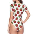 thumbnail image 4 of Naloa Hand Drawn Strawberry Women's Short-Sleeved Onesie, One-Piece Swimsuit for Parties, dates, clubs - Large, 4 of 9