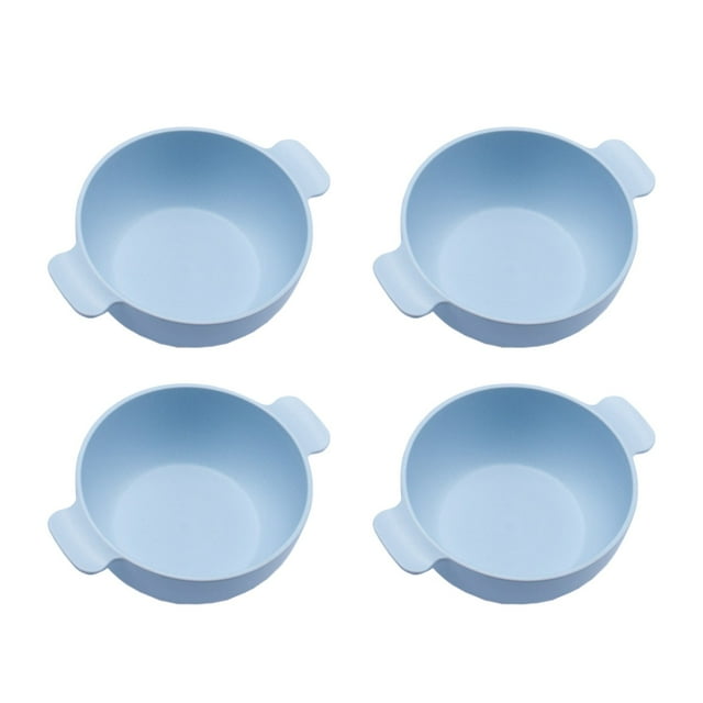 4-Piece Plastic Complementary Food Bowls With Double Ear Handles 15.7 cm Diameter Heat-Resistant Noodle Bowls