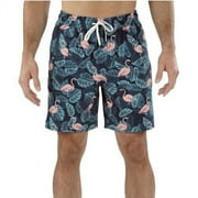 Mens Resort Premium Swim Trunks Board Shorts Swimwear Pink Flamingo