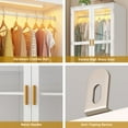 thumbnail image 6 of 2 Glass Doors Armoire Wardrobe Closet with 2 Storage Cabinets & LED Sensor Light, 71" H Wooden Clothes Closet Wardrobe with Hanging Rod for Bedroom, 6 of 7