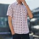 thumbnail image 3 of Blusa y camisa de manga corta con cuello vuelto para hombre, informal, a cuadros, con solapa y botones, de moda, de manga larga, 3 of 5