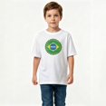 thumbnail image 2 of Boys Graphic T-Shirt Brasil Country Flag Badge Kids Tees 100% Cotton Short Sleeve Tops Ages 4-13Y, 2 of 4
