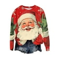 thumbnail image 3 of Craaazy Funny Santa Xmas Printed Shirts For Women Long Sleeve Sweatshirt With Round Neck Gifts For Women, 3 of 4