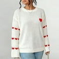 thumbnail image 5 of Byworldtasic Valentine Heart Print Drop Shoulder Sweater for Women Crew Neck Long Sleeve Tops Loose Knit Sweater, 5 of 7